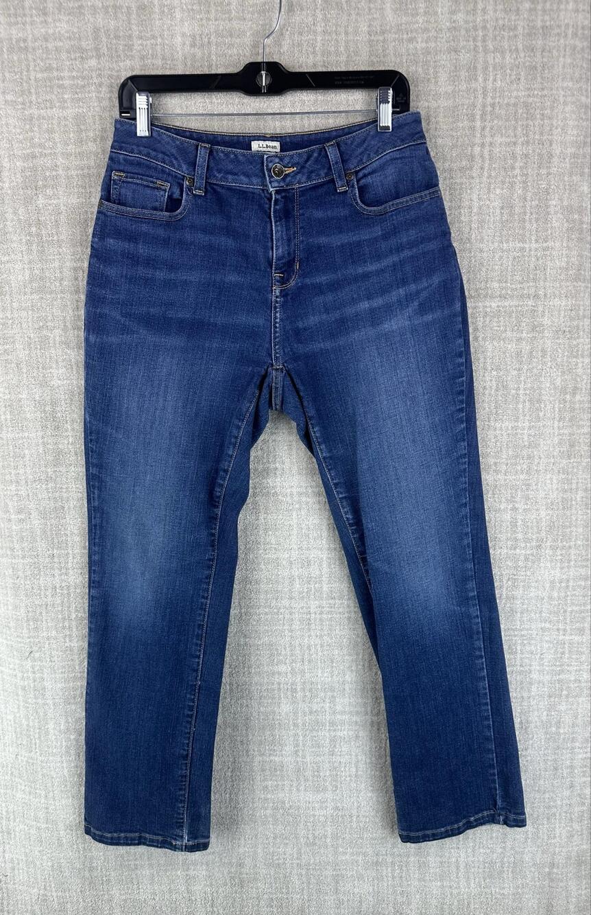 L.L. Bean Jeans Womens Petites 8 Blue Medium Wash Straight Classic Fit Stretch